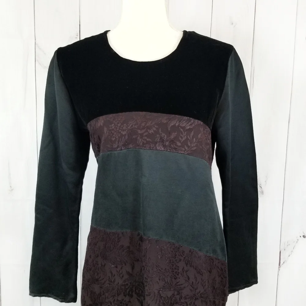 Whistles Vintage Wool Silk Velvet Color Block Midi Dress
